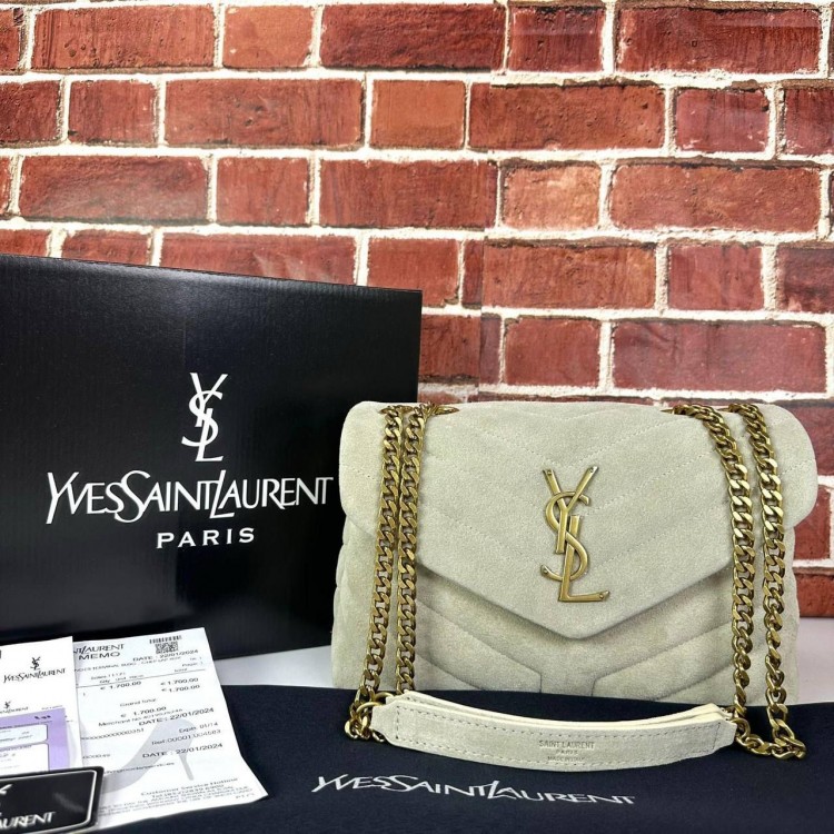 YVES SAİNT LAURENT LOULOU SMALL SÜET VİZON